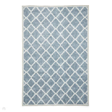 Washable Coral H1063 Modern Distressed Geometric Lattice Textured Recycled Lightweight Printed Polyester Flatweave Grey Rug-Think Rugs-Rug Love - The Most Loved Rug Store